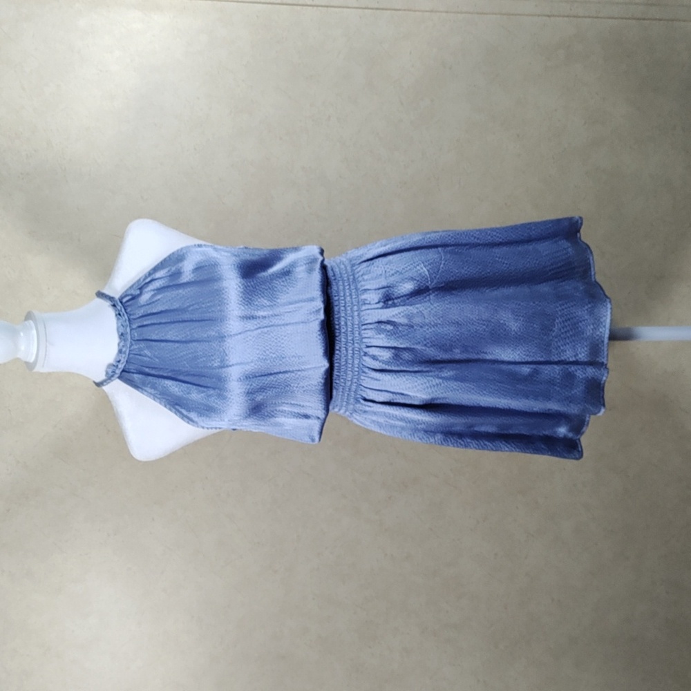 G181 Parker light blue crinkle silk mini dress XS NWT